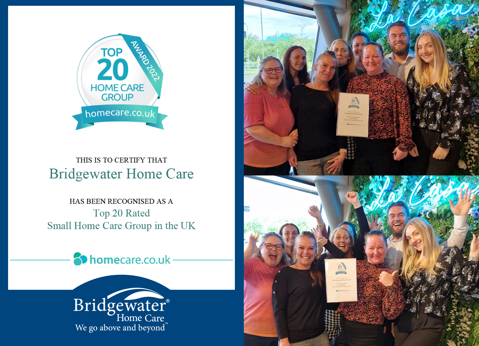 Double Win for Bridgewater with Top 20 Home Care Group Award!