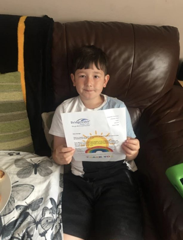 Thank you letter to care specialists children Covid-19 Front Line workers Bridgewater Home Care